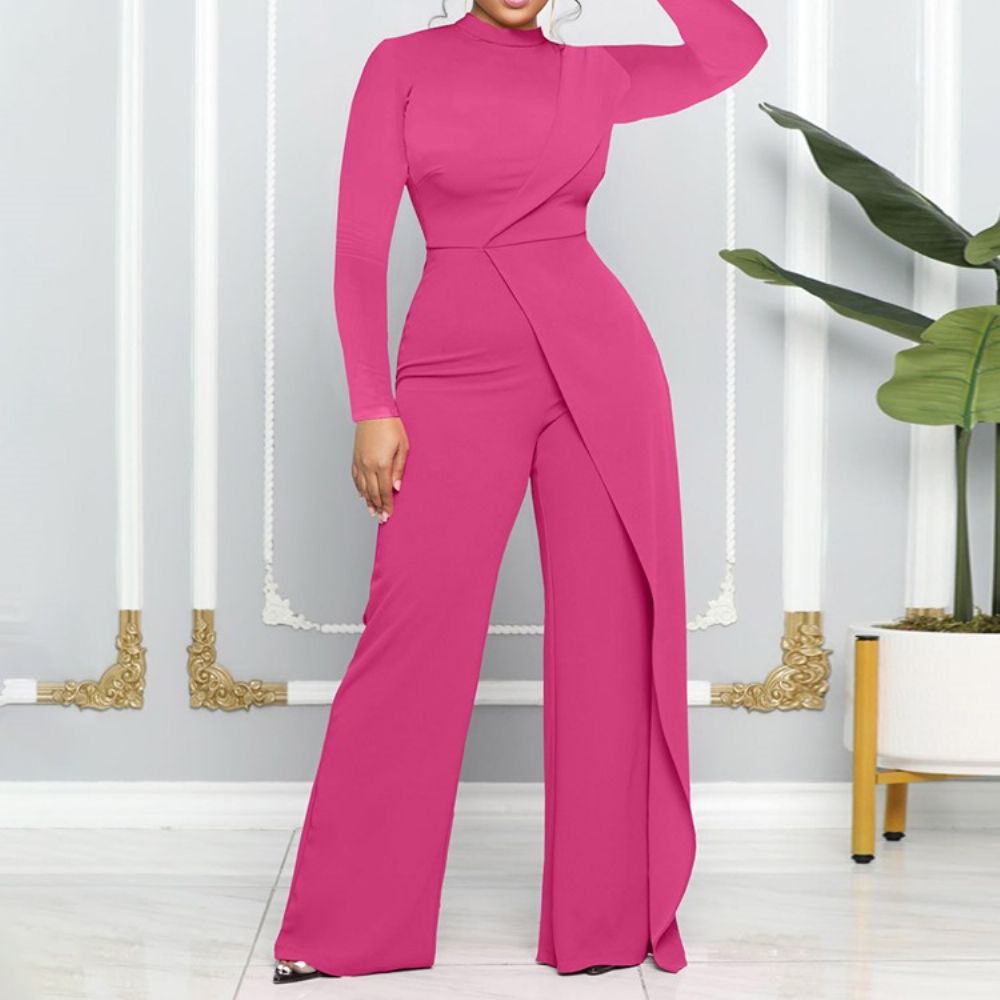 Effen Asymmetrische Mode-Jumpsuit Met Halfhoge Taille