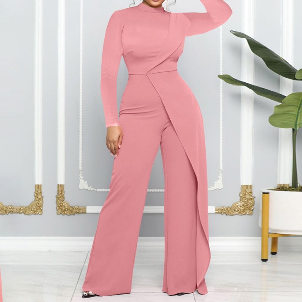 Effen Asymmetrische Mode-Jumpsuit Met Halfhoge Taille