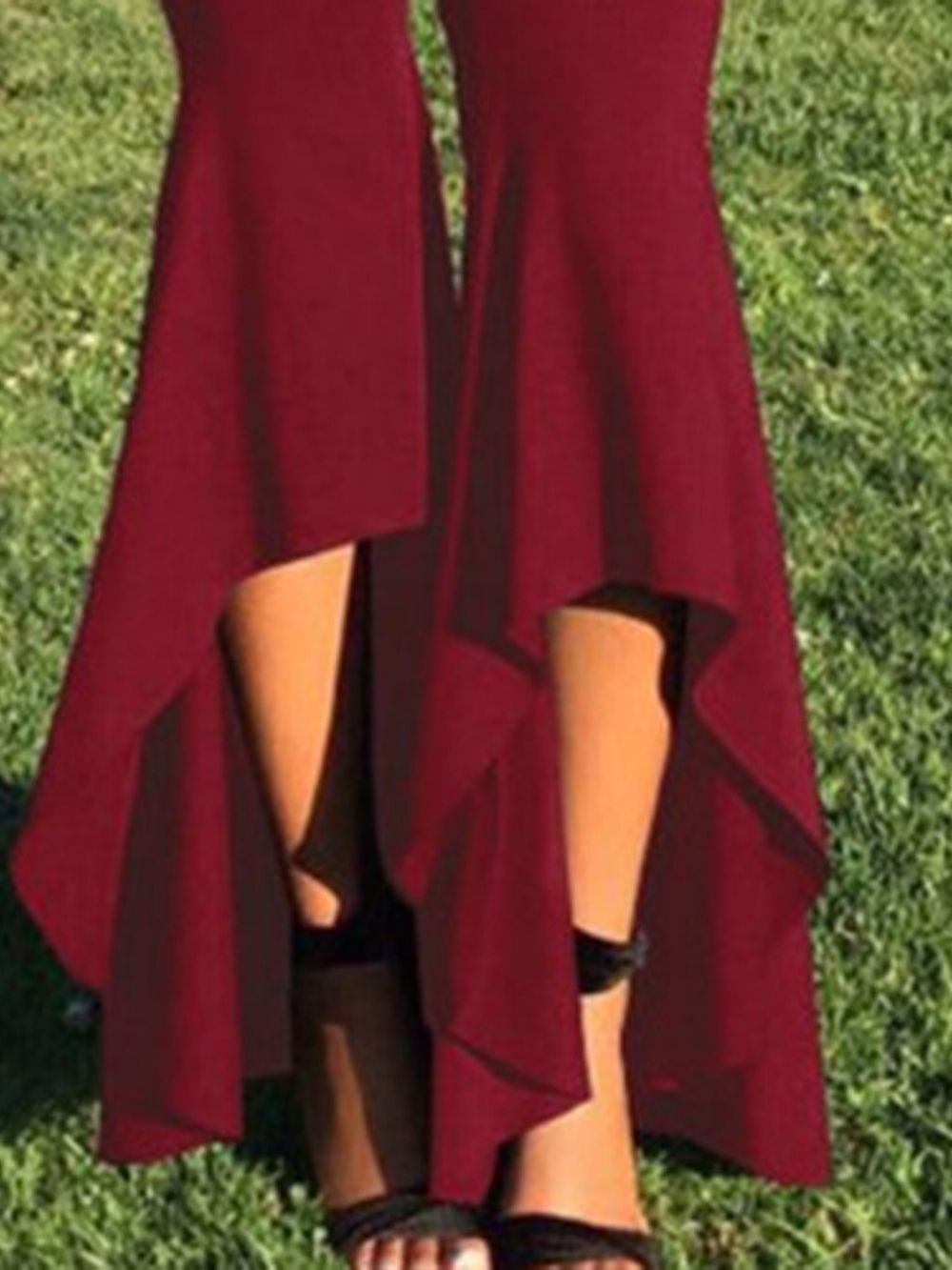 Effen Geklede Wijd Uitlopende Slanke Jumpsuit