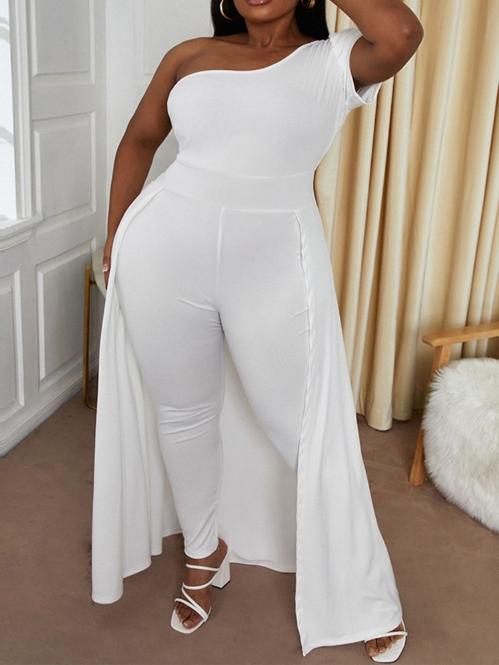 Effen Lange Patchwork Slanke Jumpsuit Met Hoge Taille