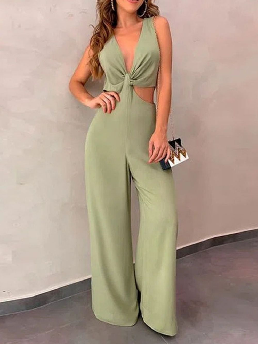 Effen Lange Sexy Slanke Mid-Taille Jumpsuit Dames