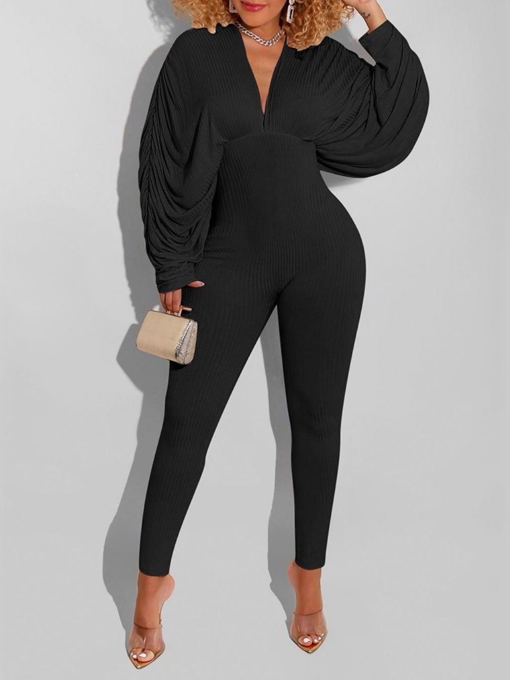Effen Western-Potloodbroek Met Volledige Lengte Jumpsuit Met Hoge Taille