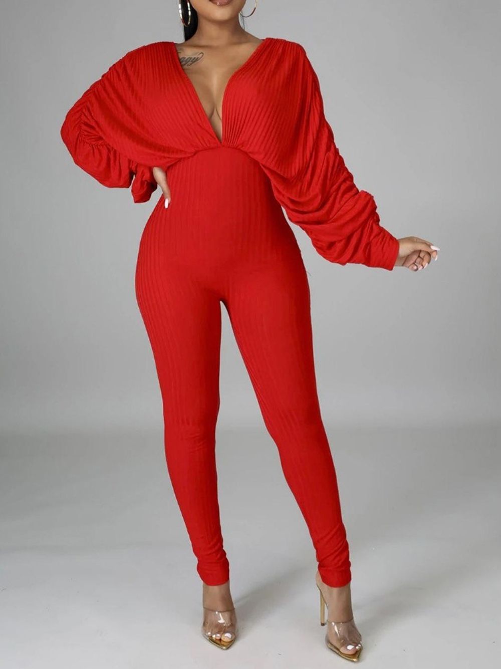 Effen Western-Potloodbroek Met Volledige Lengte Jumpsuit Met Hoge Taille