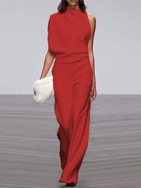 Elegante Effen Rechte Jumpsuit Met Volledige Lengte Dames