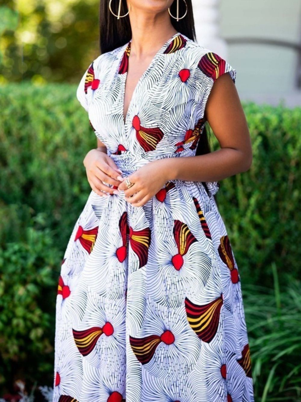 Jumpsuit Met Hoge Taille En Wijde Pijpen Over De Volledige Lengte Met Geometrische Print