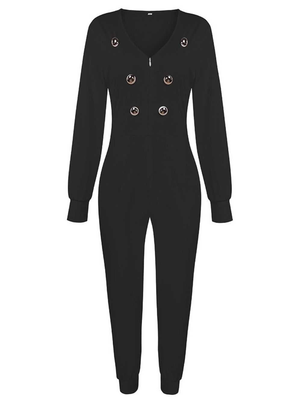 Knoop Full Length Office Lady Hoge Taille Potloodbroek Jumpsuit