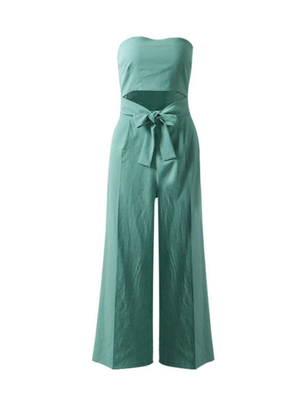 Lichtblauwe Effen Losse Jumpsuit Met Veters