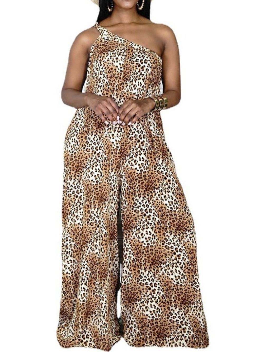 Luipaard Casual Jumpsuit Met Wijde Pijpen En Wijde Pijpen Dames