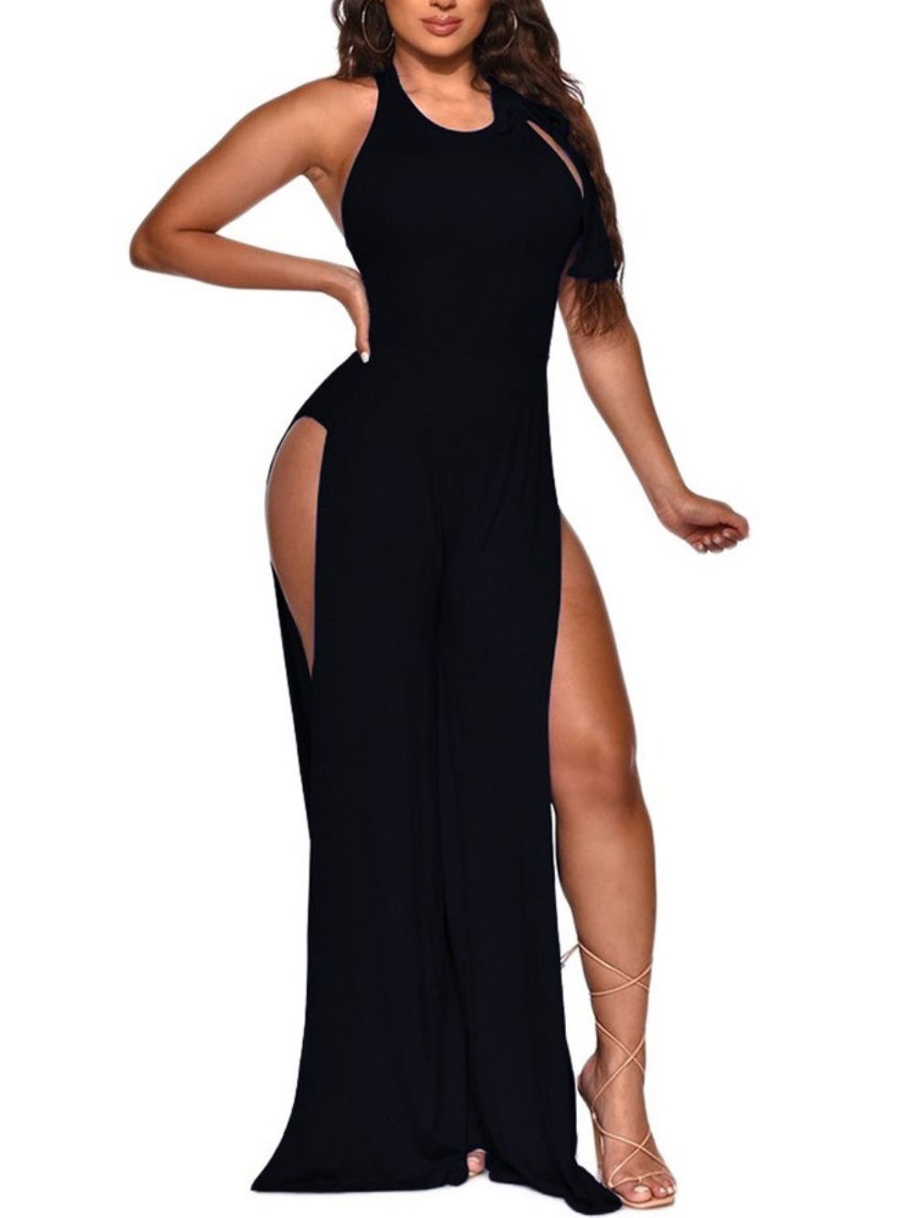 Modieuze Effen Effen Slanke Jumpsuit Dames