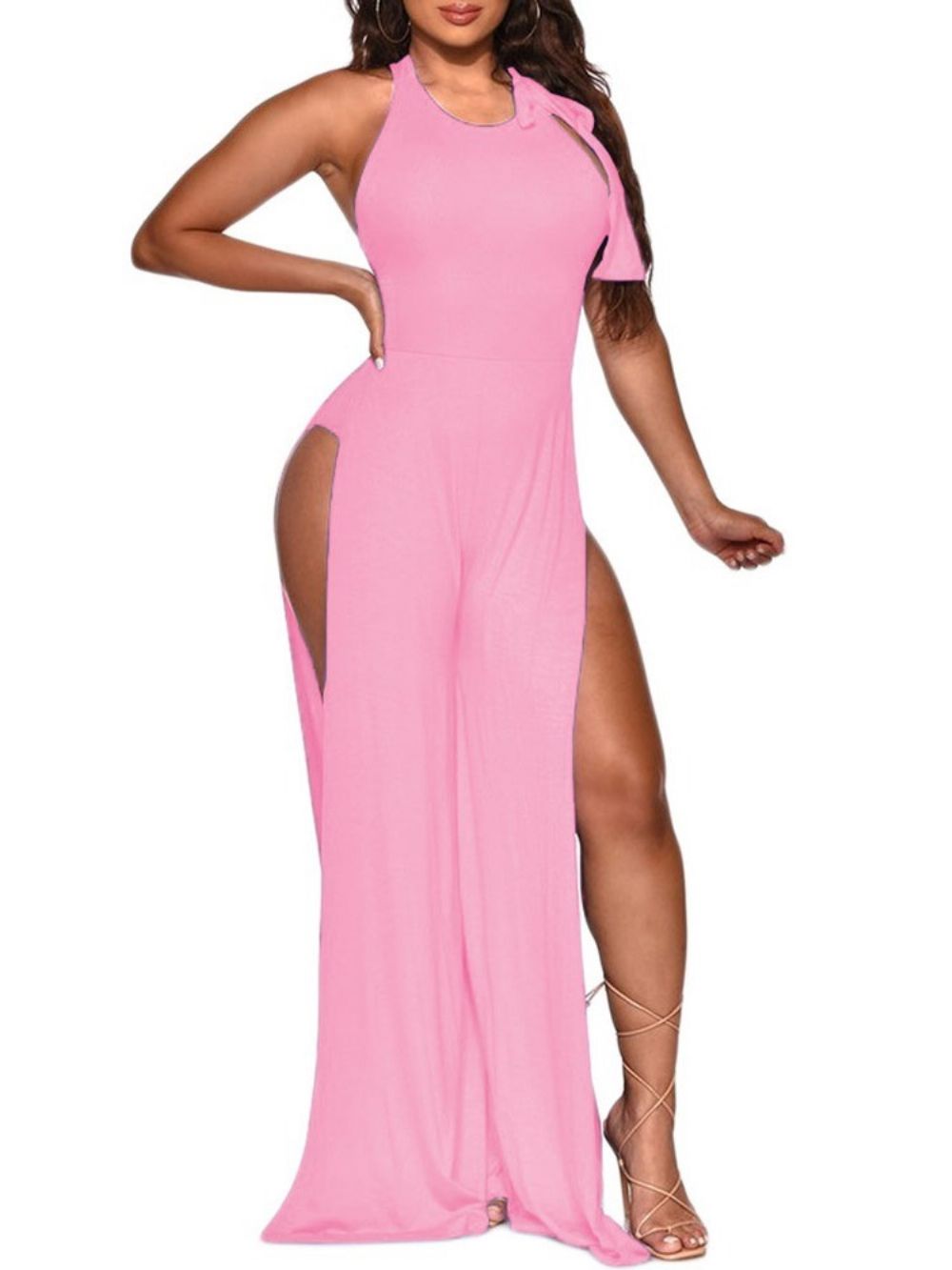 Modieuze Effen Effen Slanke Jumpsuit Dames