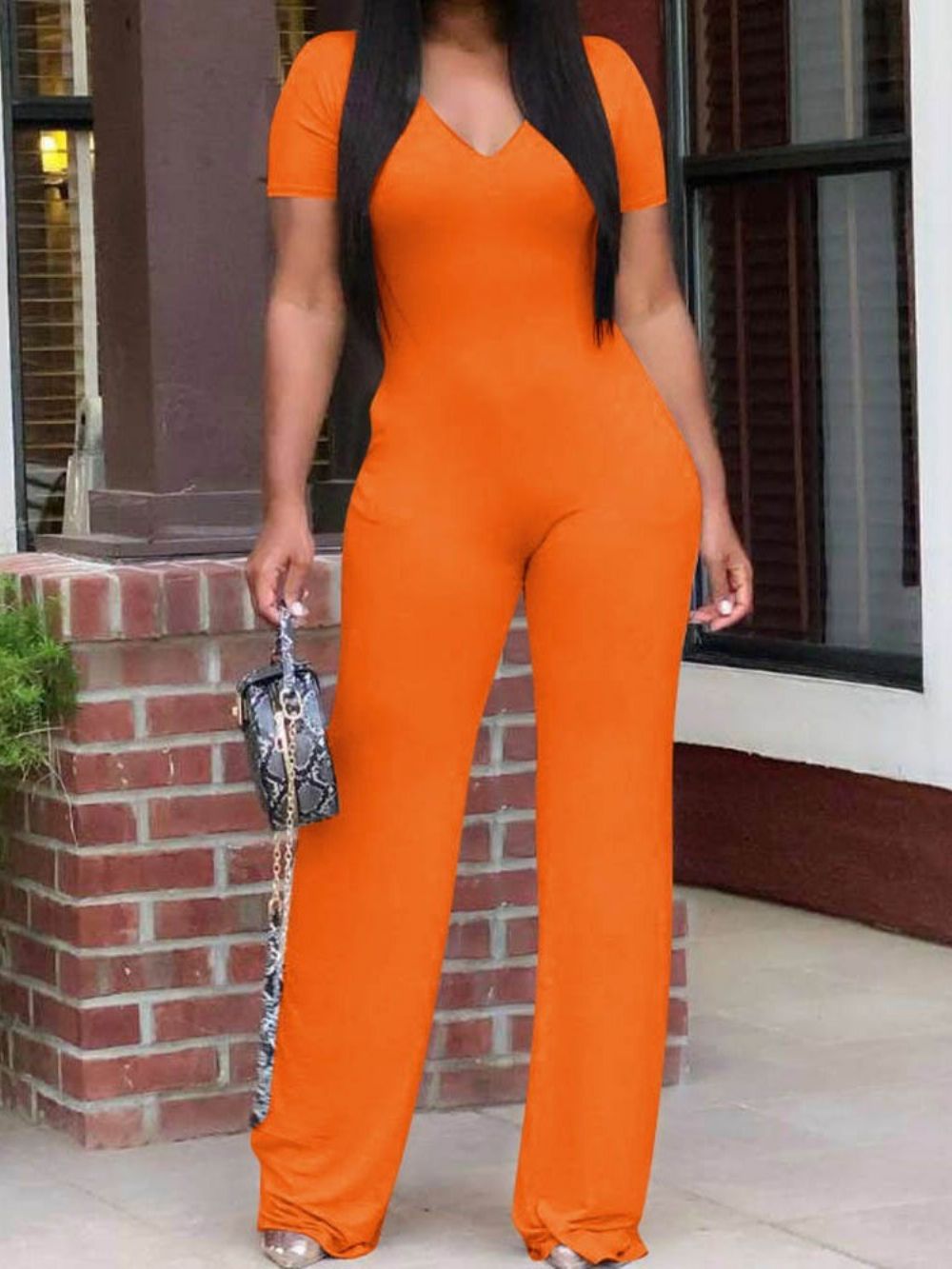 Office Lady Effen Rechte Slanke Jumpsuit Dames