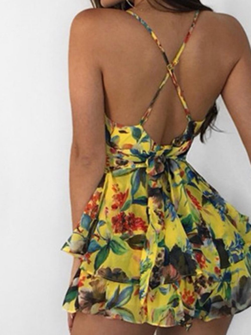 Patchwork Westerse Bloemen Slim Fit Mid Waist Damesjumpsuit
