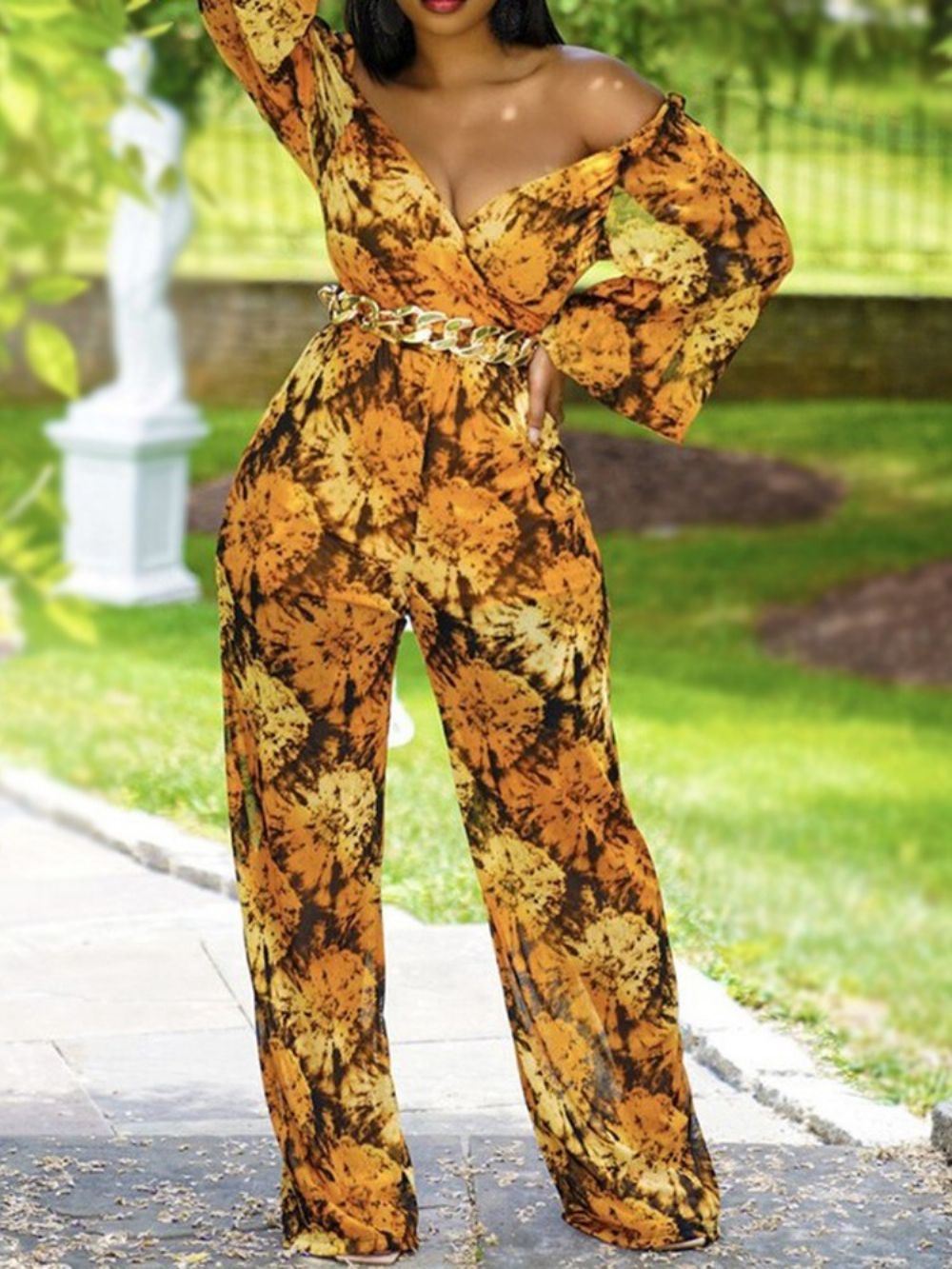 Rechte Slanke Jumpsuit Zonder Rug In Westernkleur