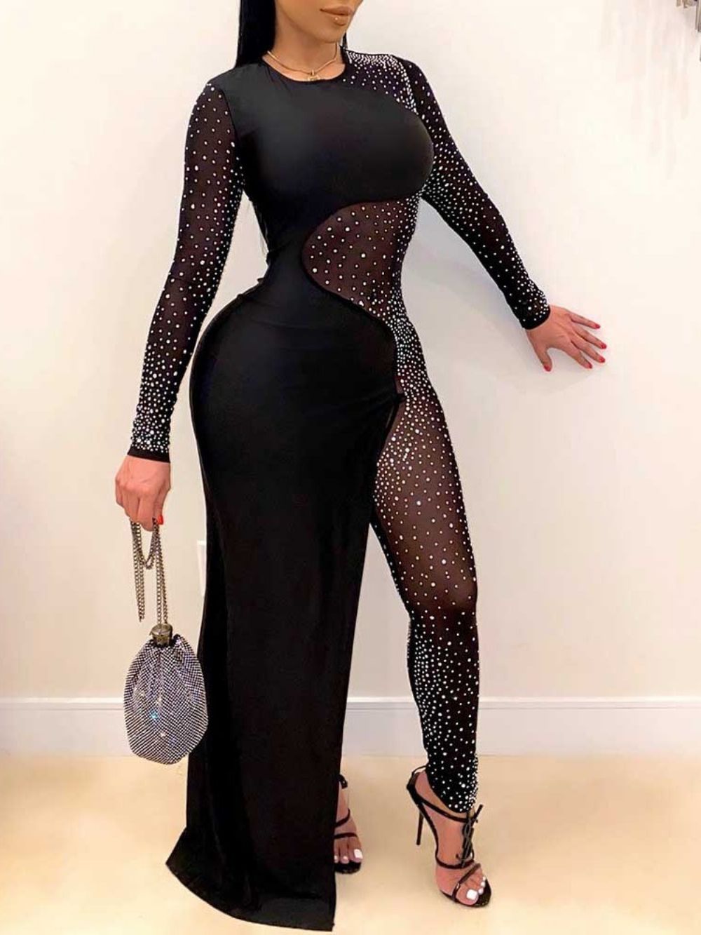 Sexy Effen Skinny Damesjumpsuit Over De Volledige Lengte Met Halfhoge Taille