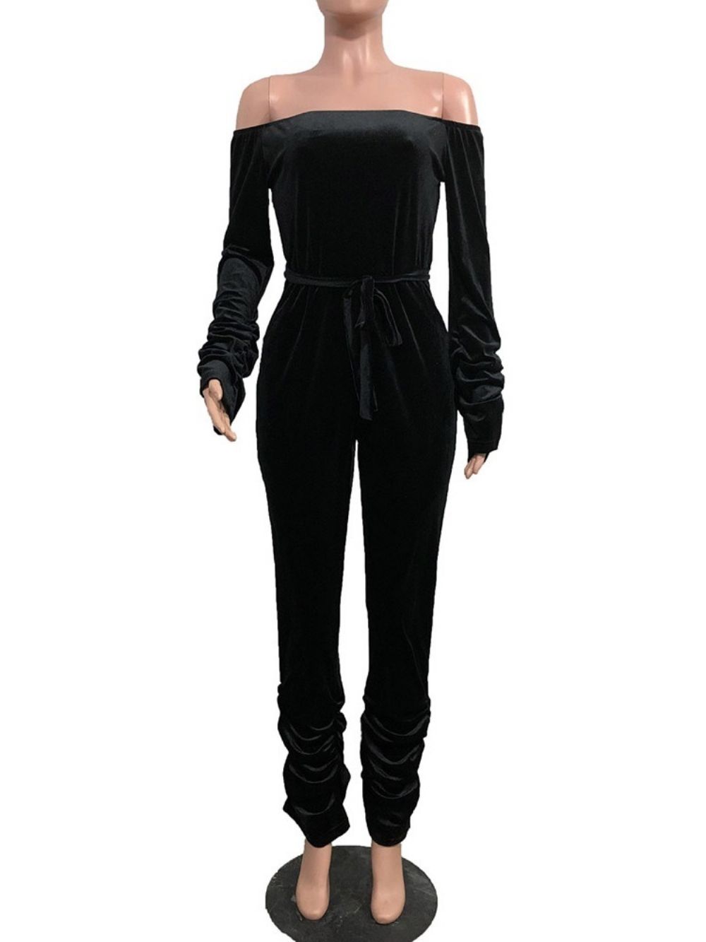 Slanke Jumpsuit Met Veters Over De Volledige Lengte Van Western Bellbottoms