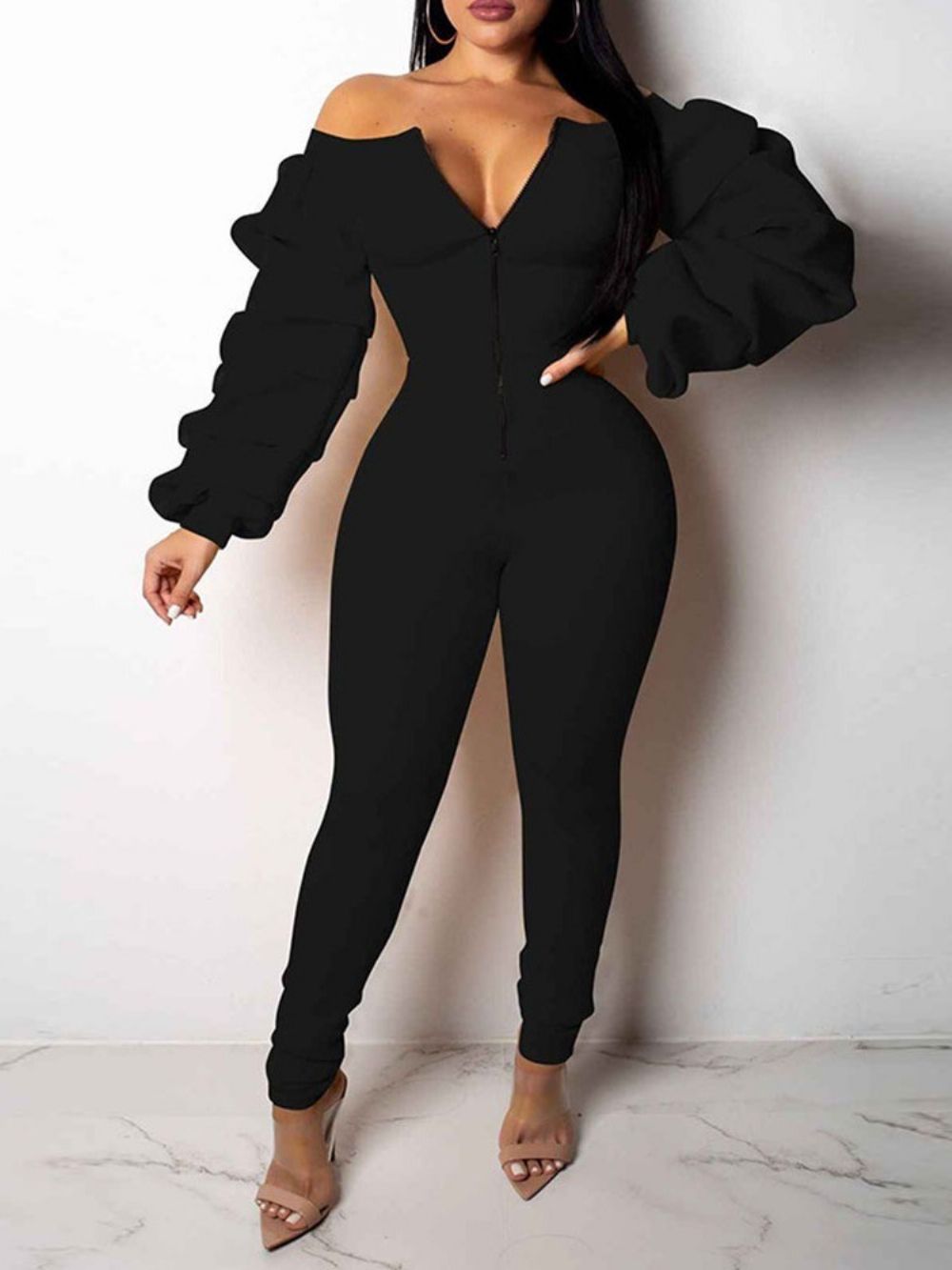 Volledige Lengte Office Lady Effen Rechte Jumpsuit Dames