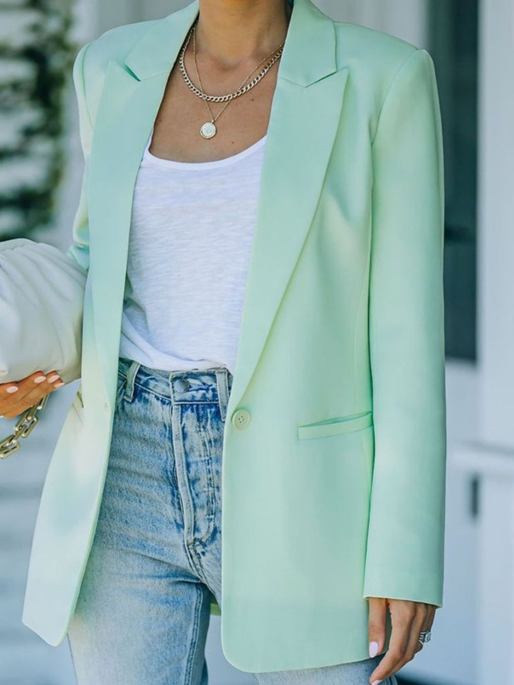 Effen Effen Éénknoops Lange Mouw Normaal Halflange Casual Blazer Dames