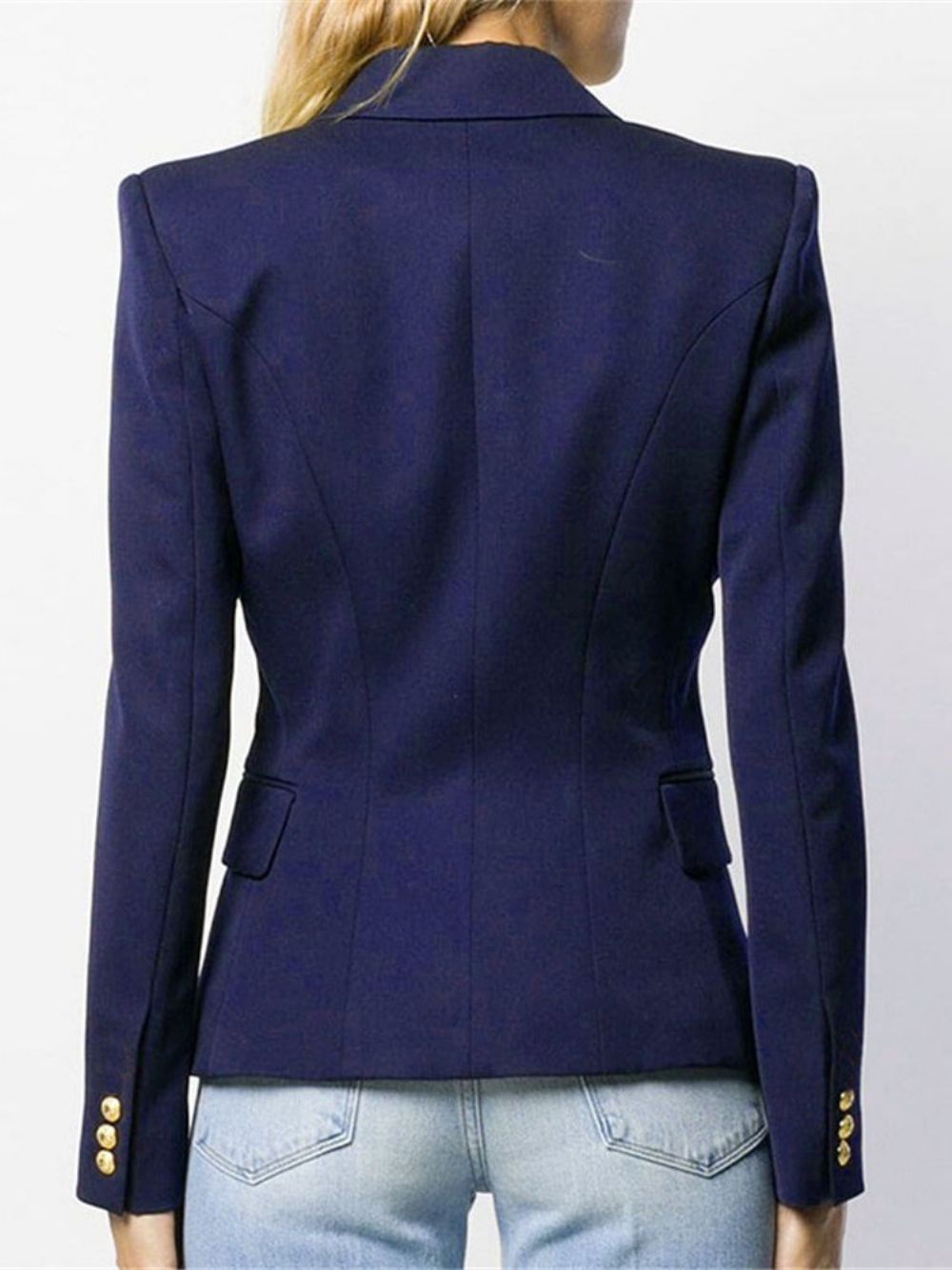 Houndstooth Blazer Met Dubbele Rij Knopen Lange Mouwen Standaard Herfst Casual Dames
