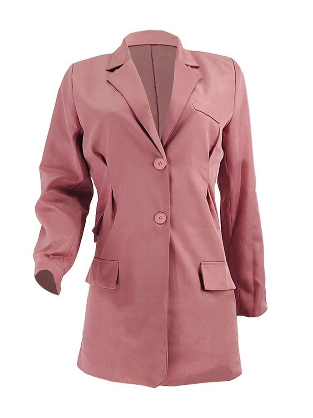 Single-Breasted Lange Mouw Gekartelde Revers Halflange Herfst Casual Blazer