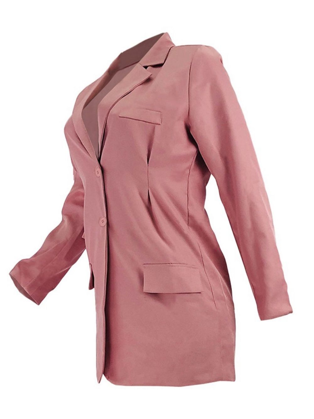 Single-Breasted Lange Mouw Gekartelde Revers Halflange Herfst Casual Blazer