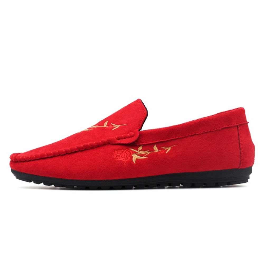 Bloemen Slip-On Platte Hak Katoen Dunne Schoenen Heren Oxfords