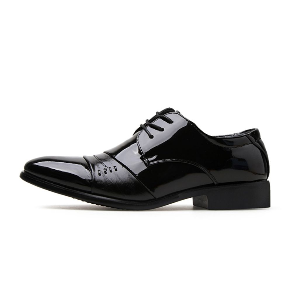 Herenschoenen Met Vetersluiting En Blokhak Van Pu