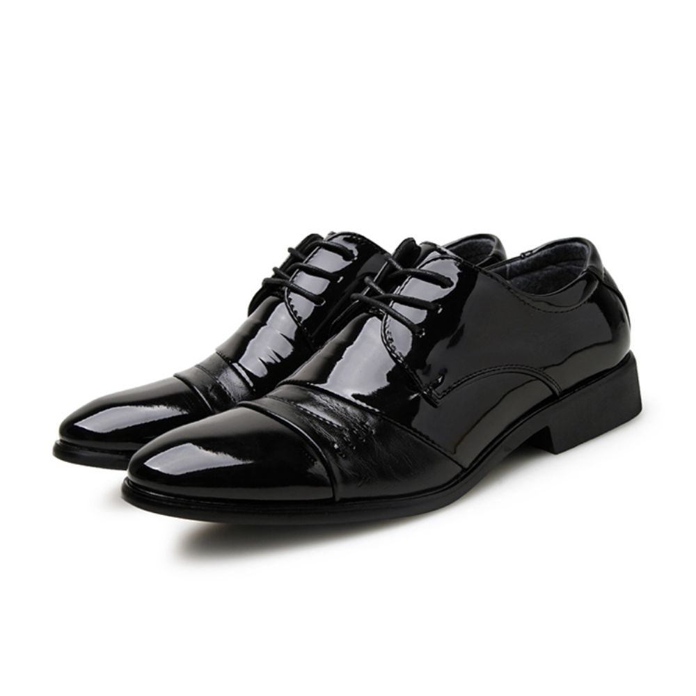 Herenschoenen Met Vetersluiting En Blokhak Van Pu