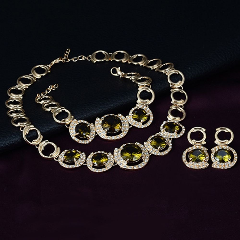 Luxe Vierkante Olivijn Edelstenen Sieraden Set