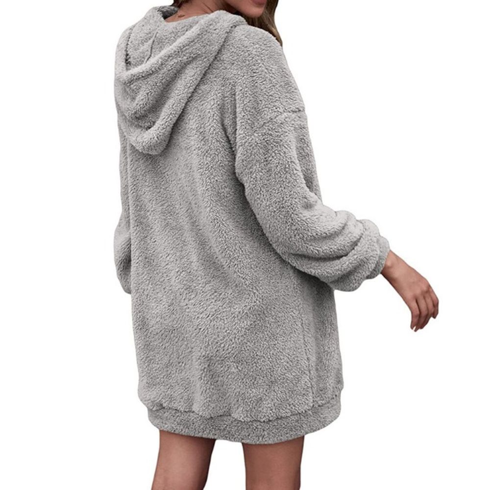 Dameshoodie Van Fleece Met Effen Zak En Capuchon