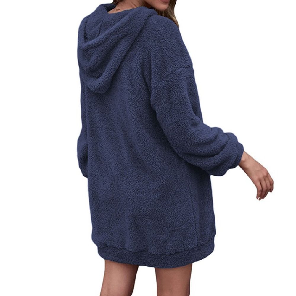 Dameshoodie Van Fleece Met Effen Zak En Capuchon