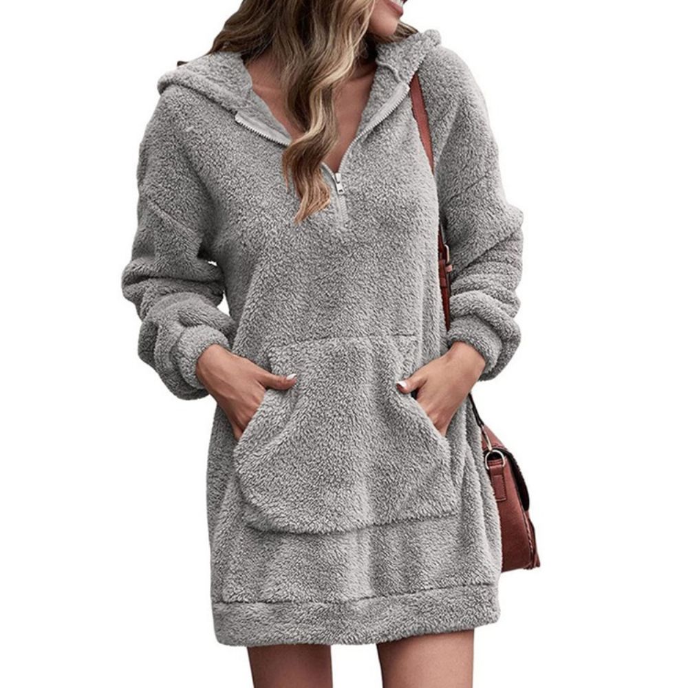 Dameshoodie Van Fleece Met Effen Zak En Capuchon