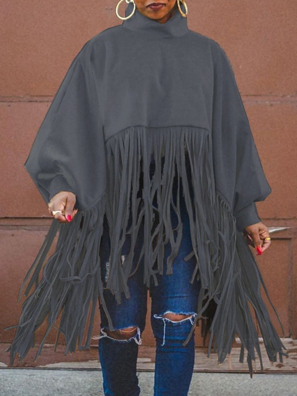 Effen Hoodie Met Kwastjes En Lange Mouwen