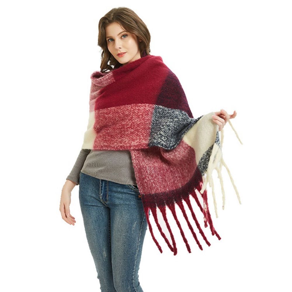 Patchwork Casual Geruite Elegante Damessjaals
