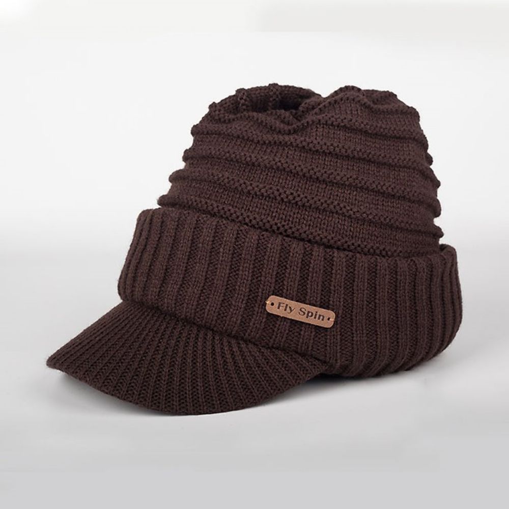 Warm Thicken Pure Color Herenhoed Met Korte Rand