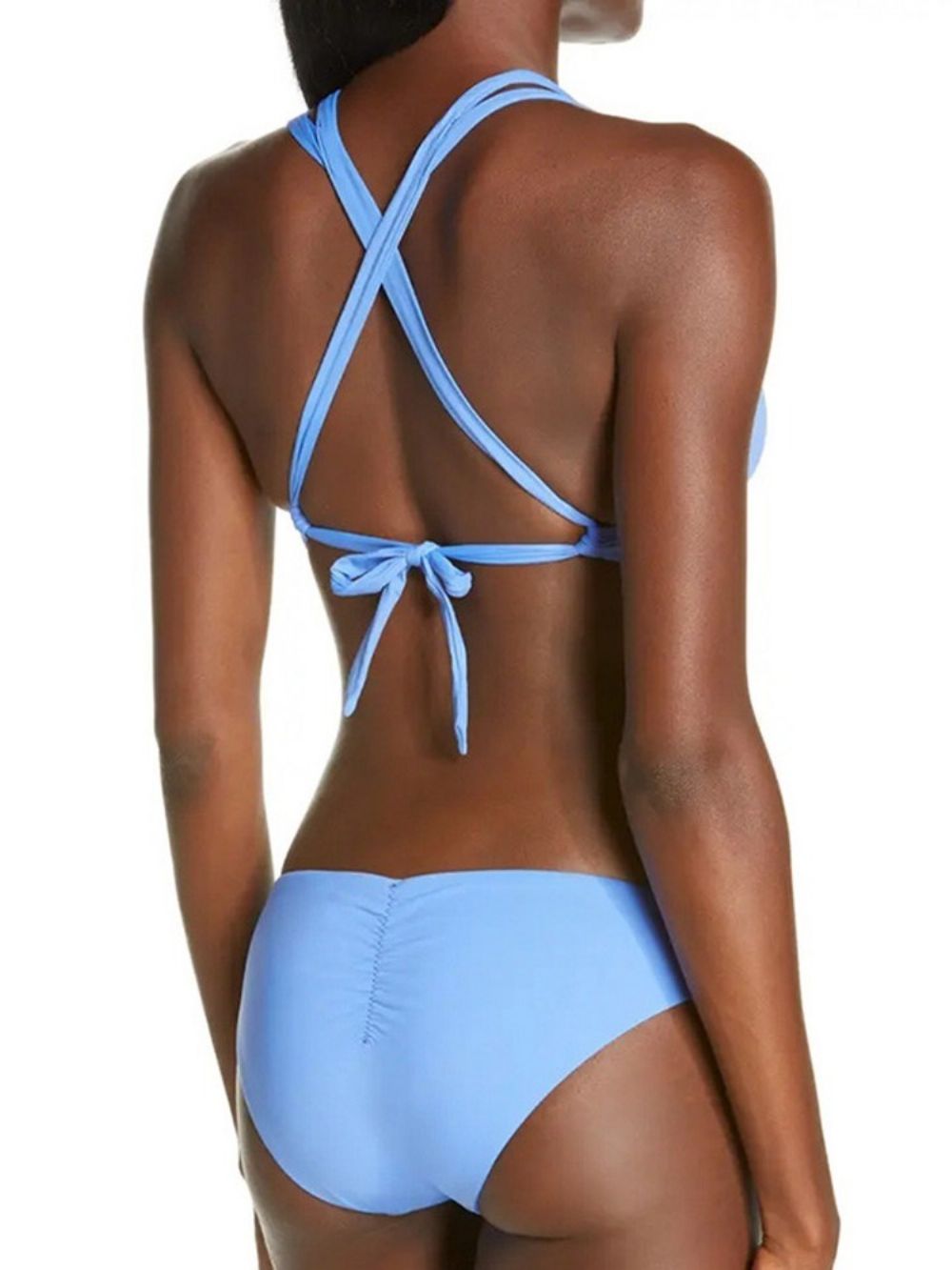 Hemelsblauwe Sexy Tankini-Set Effen Badmode