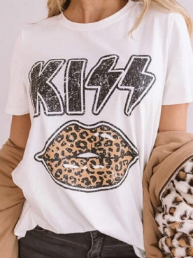 Dames T-Shirt Met Ronde Hals En Korte Mouwen Standaard Recht Recht