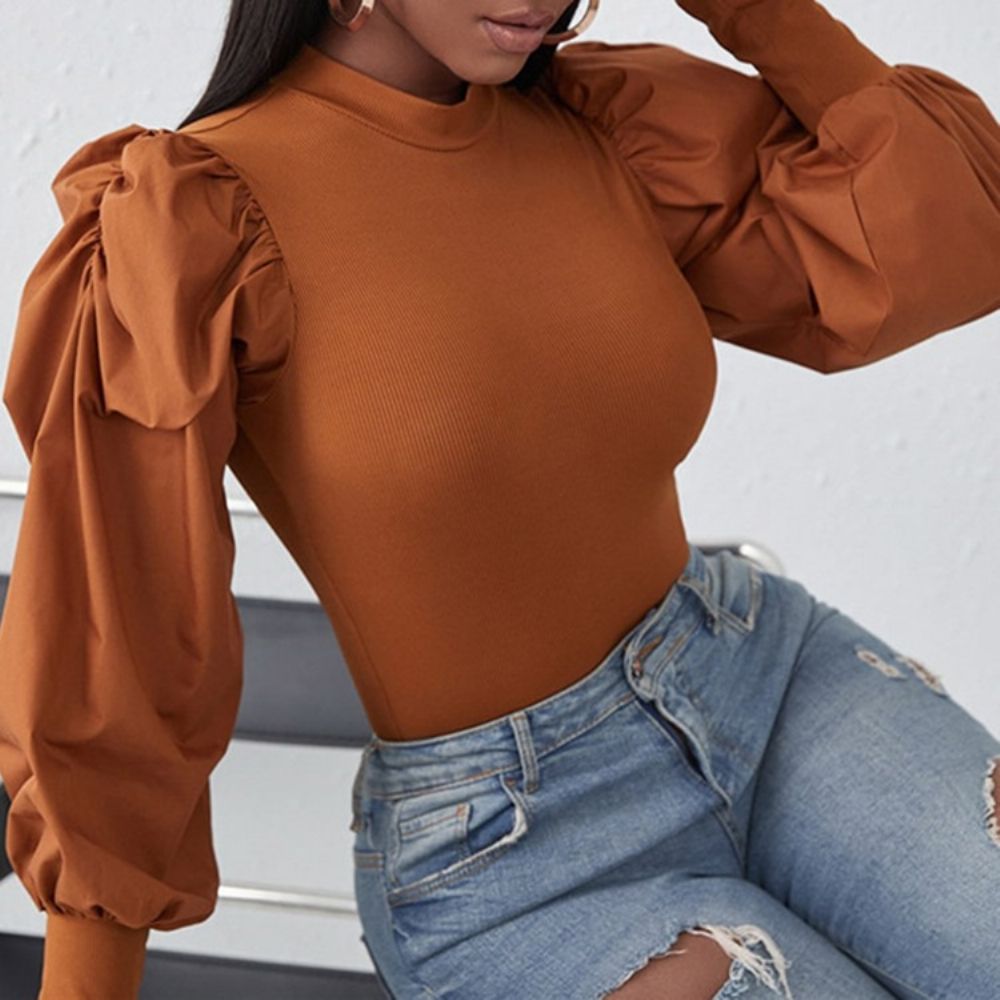 Effen Standaard Herfst Slim T-Shirt Met Lange Mouwen