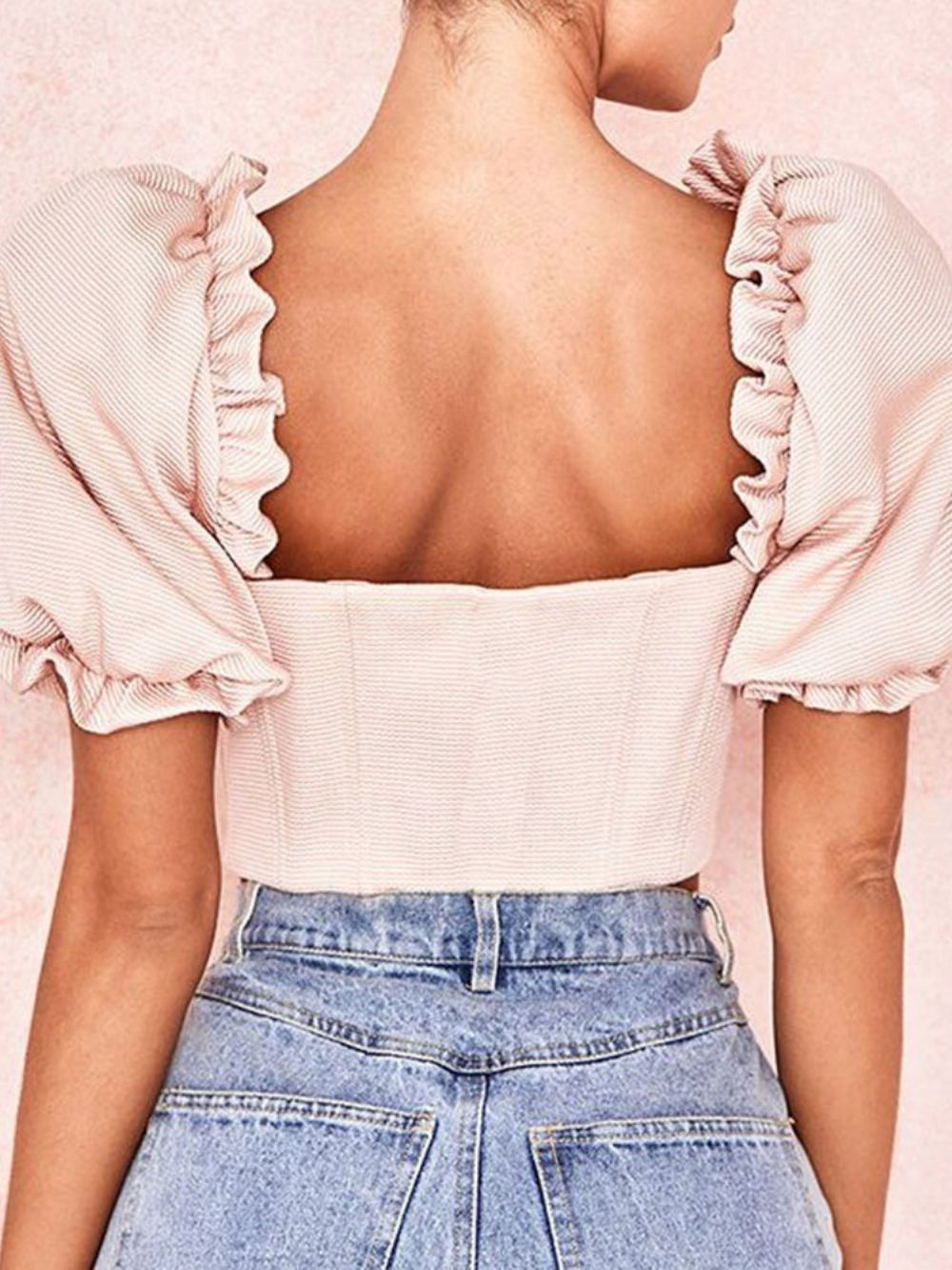 Effen Zomer-Westers T-Shirt Met Korte Mouwen En Vierkante Hals
