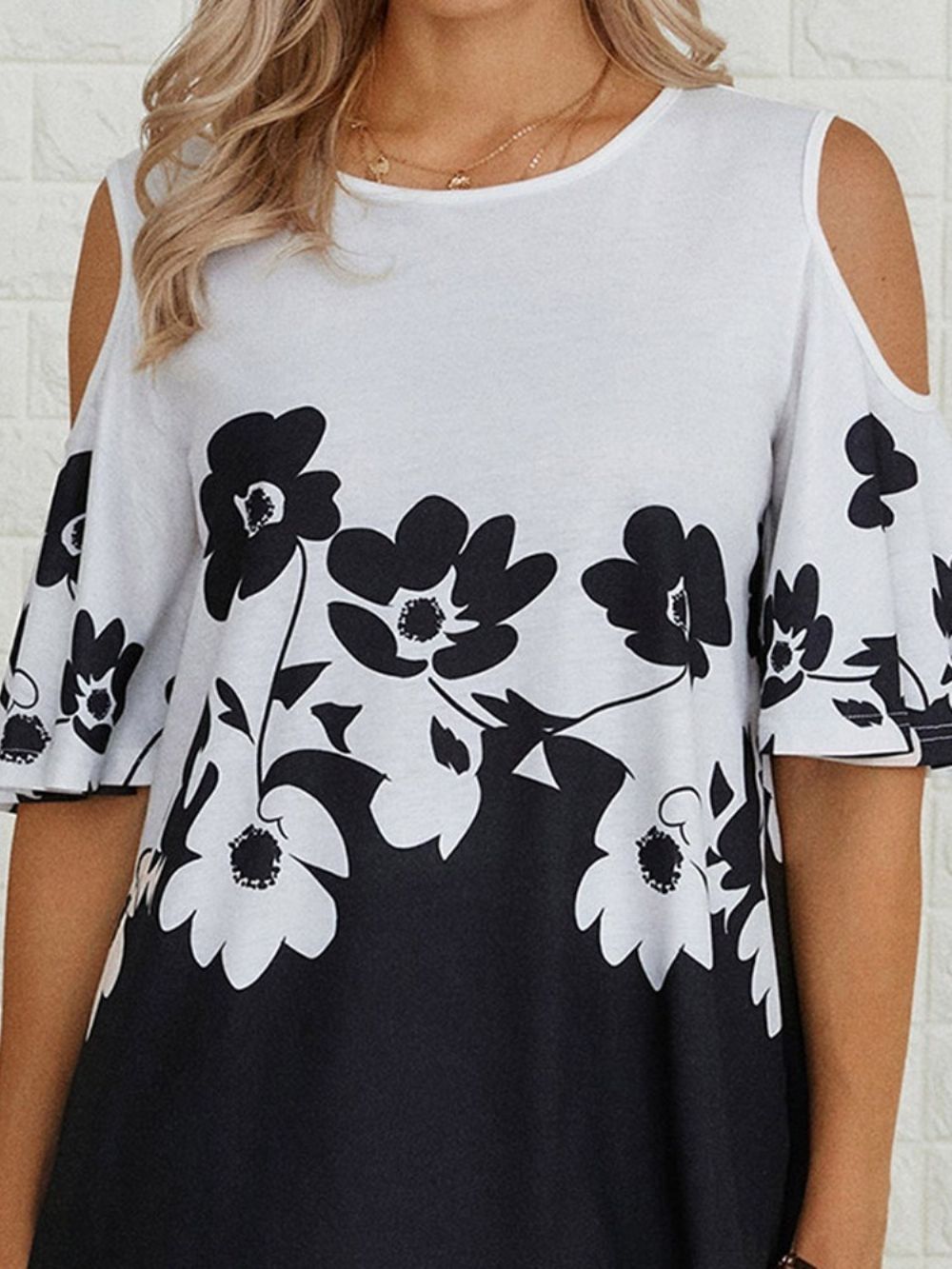 Standaard Gebloemd Slank Casual T-Shirt Met Halve Mouw