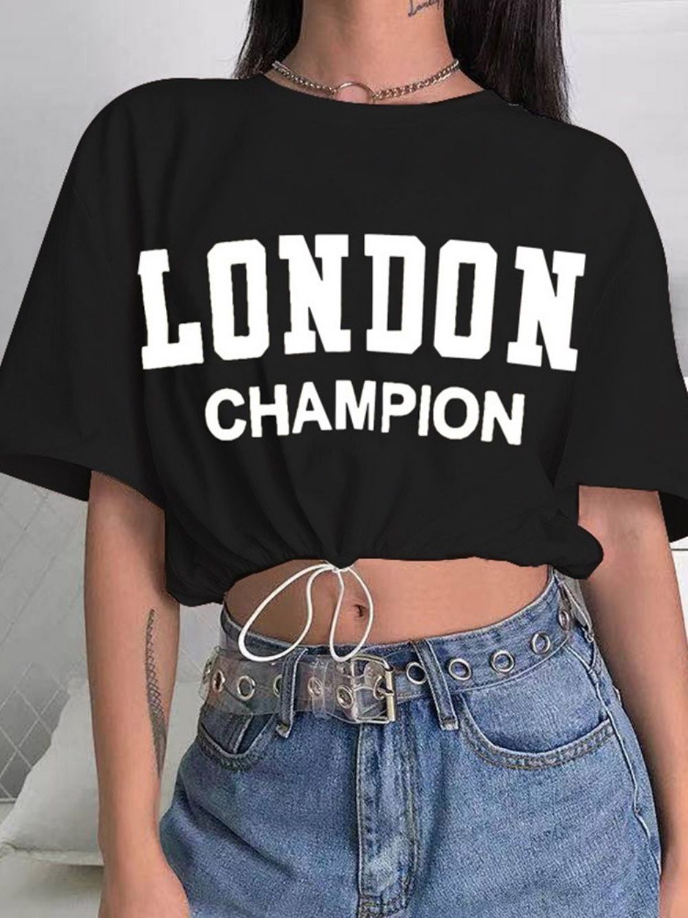 Westers T-Shirt Met Ronde Hals En Halve Mouwen Dames