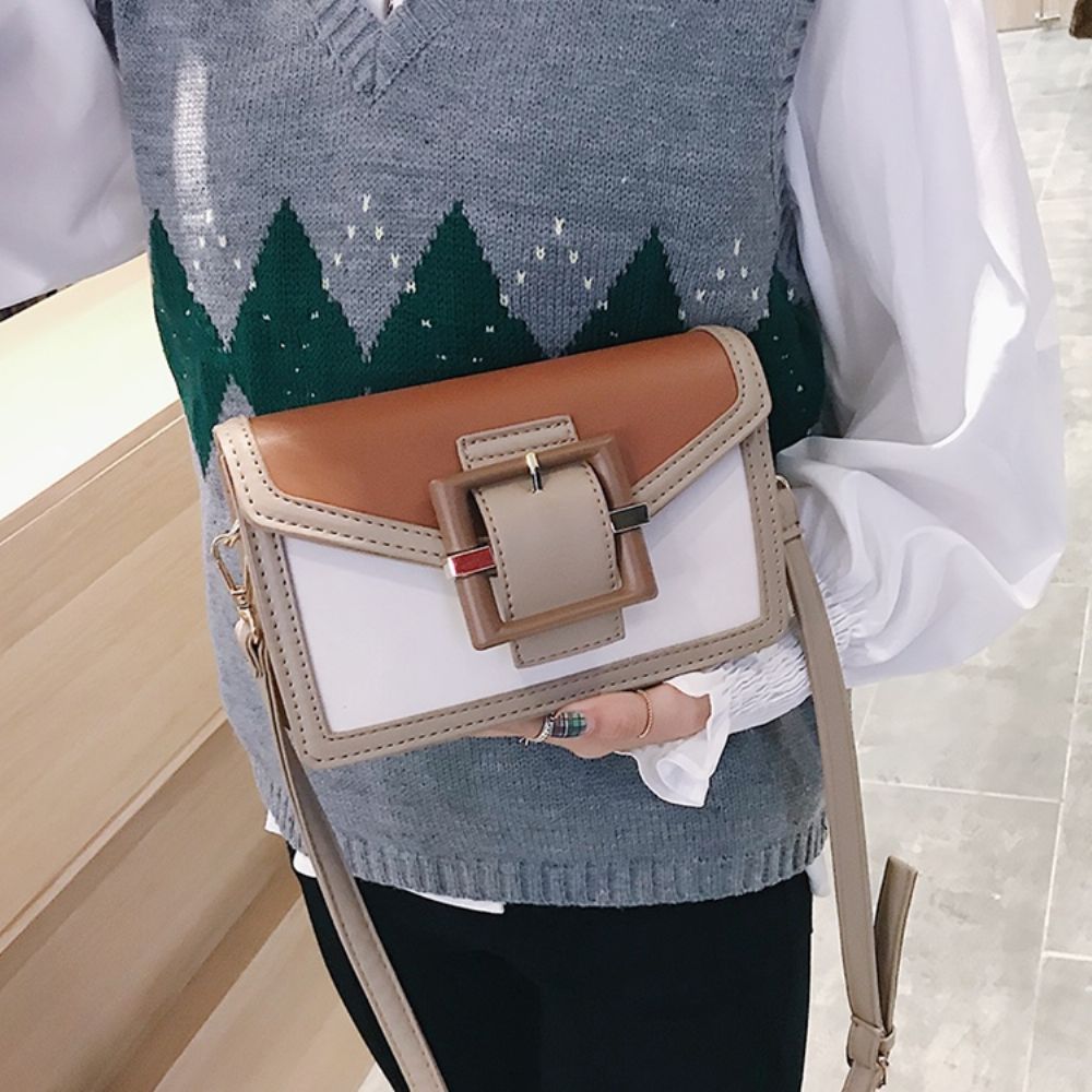 Effen Pu-Riem Versierde Rechthoekige Crossbody-Tassen