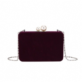 Effen Velours Schoudertas Met Kettingflap