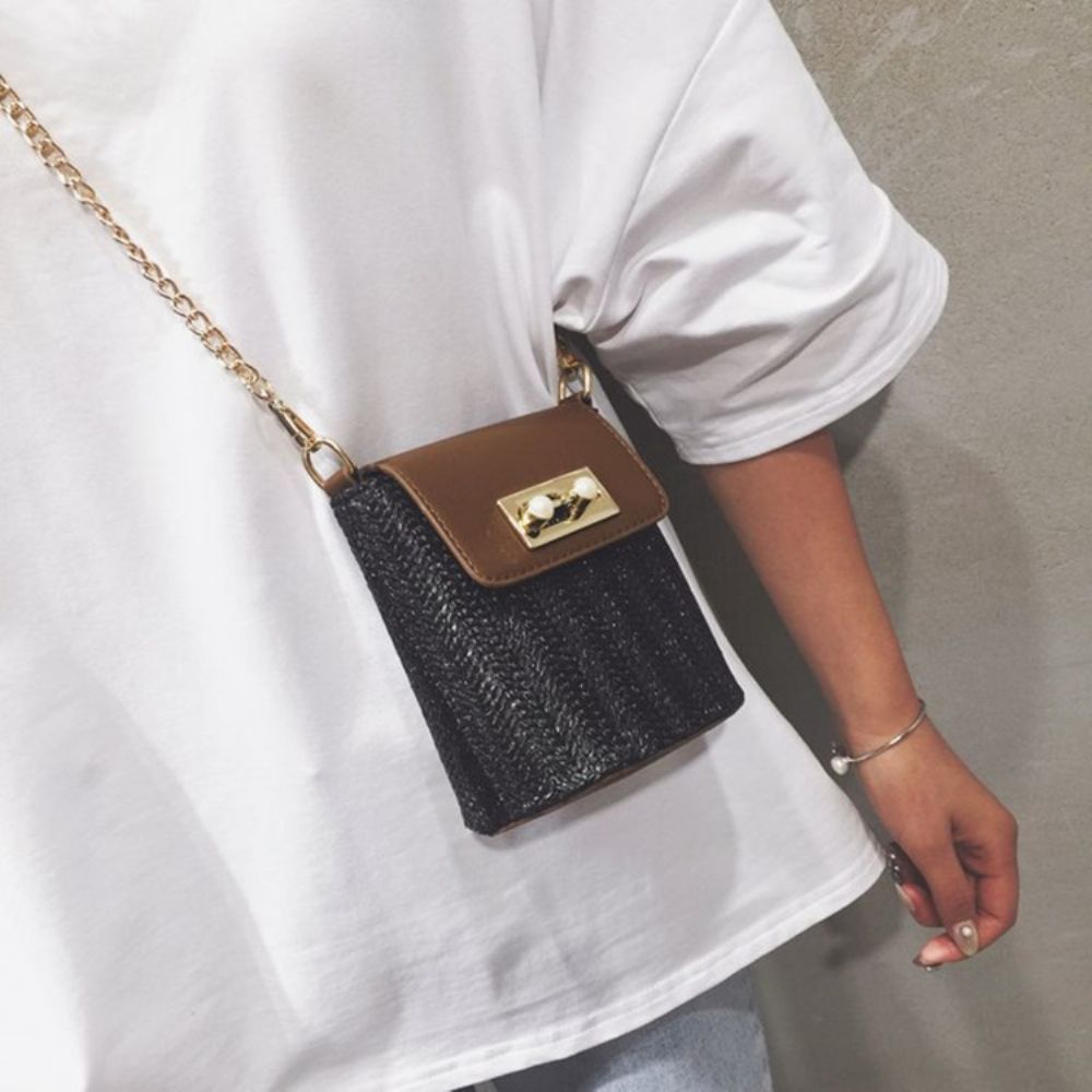 Patchwork Chain Grass Rechthoekige Crossbody Tassen