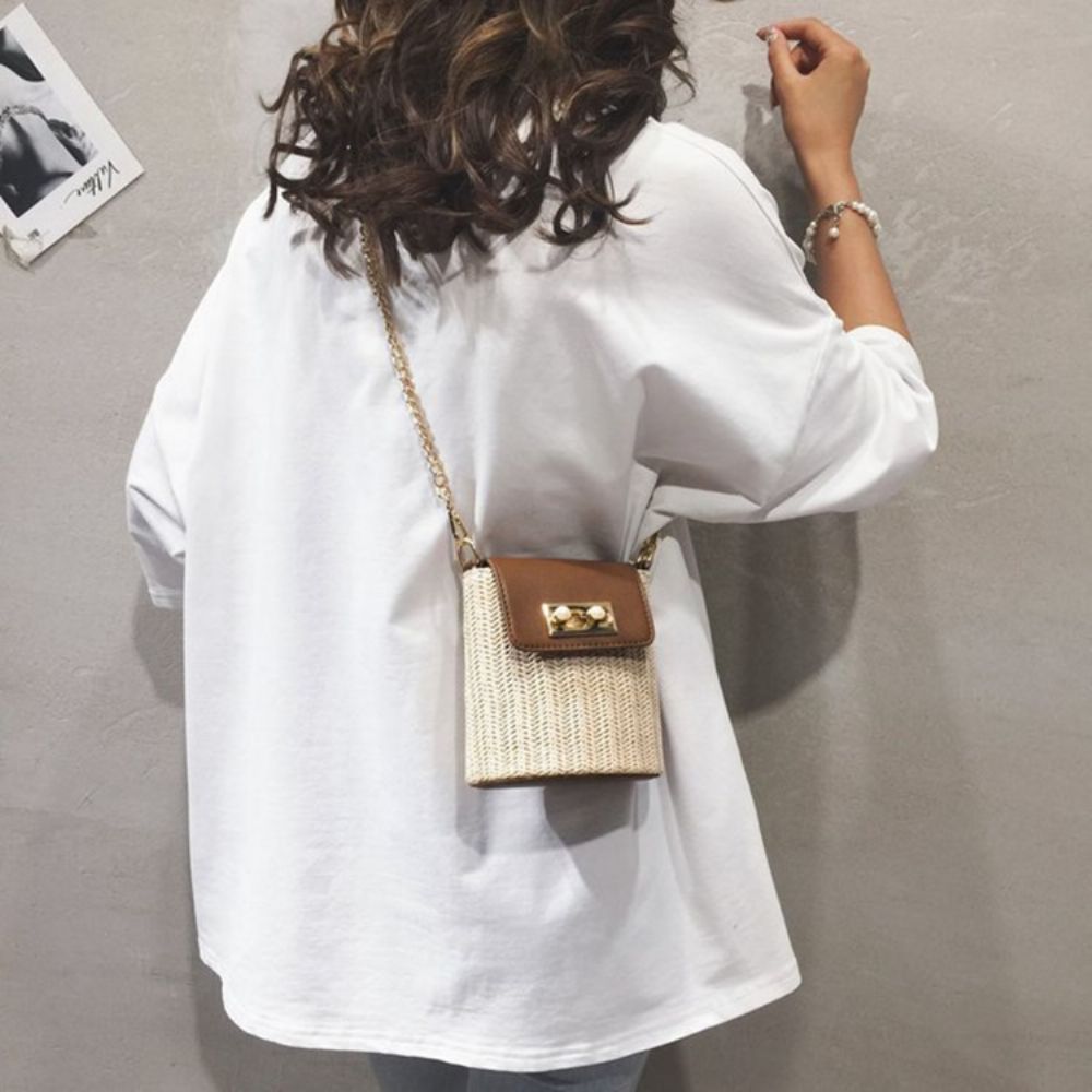 Patchwork Chain Grass Rechthoekige Crossbody Tassen
