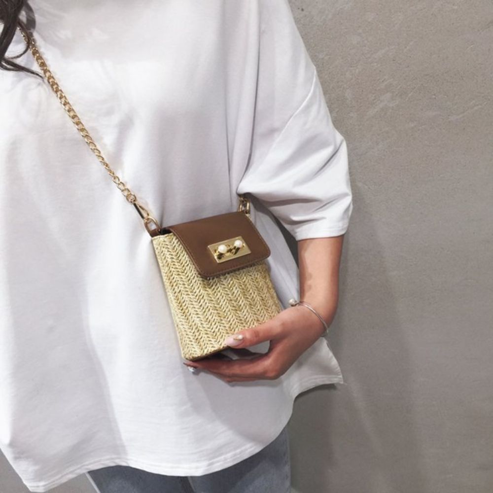 Patchwork Chain Grass Rechthoekige Crossbody Tassen