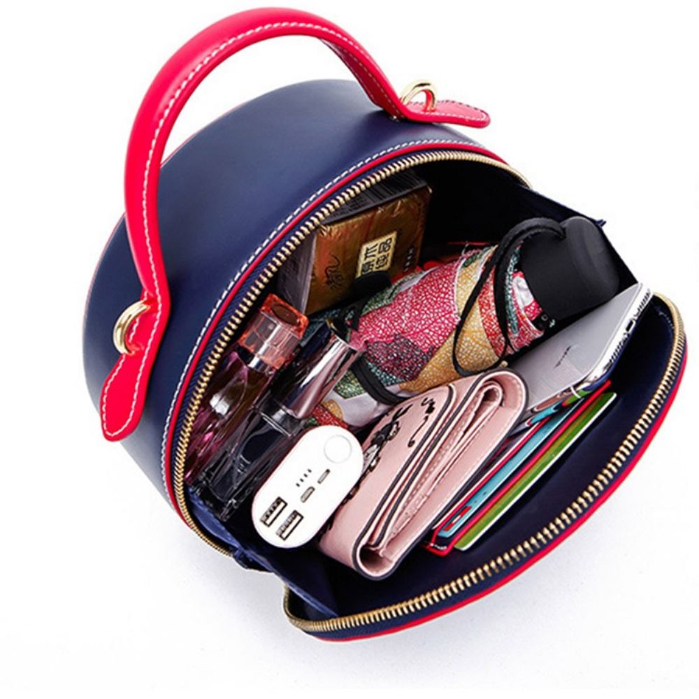 Pu Circulaire Crossbody Tassen Met Kleurblokken