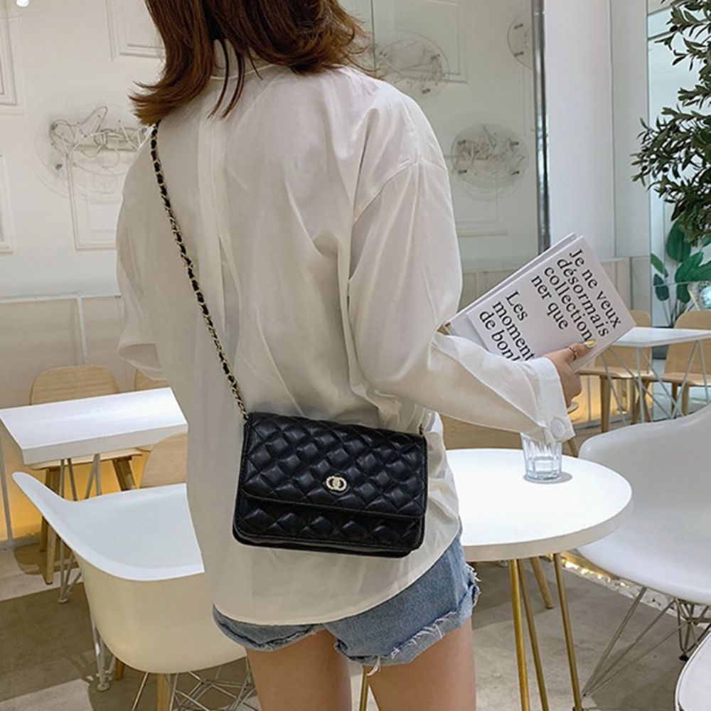 Pu-Draad Geruite Rechthoekige Crossbody-Tassen