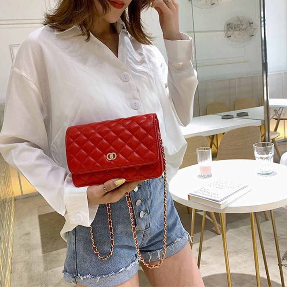 Pu-Draad Geruite Rechthoekige Crossbody-Tassen