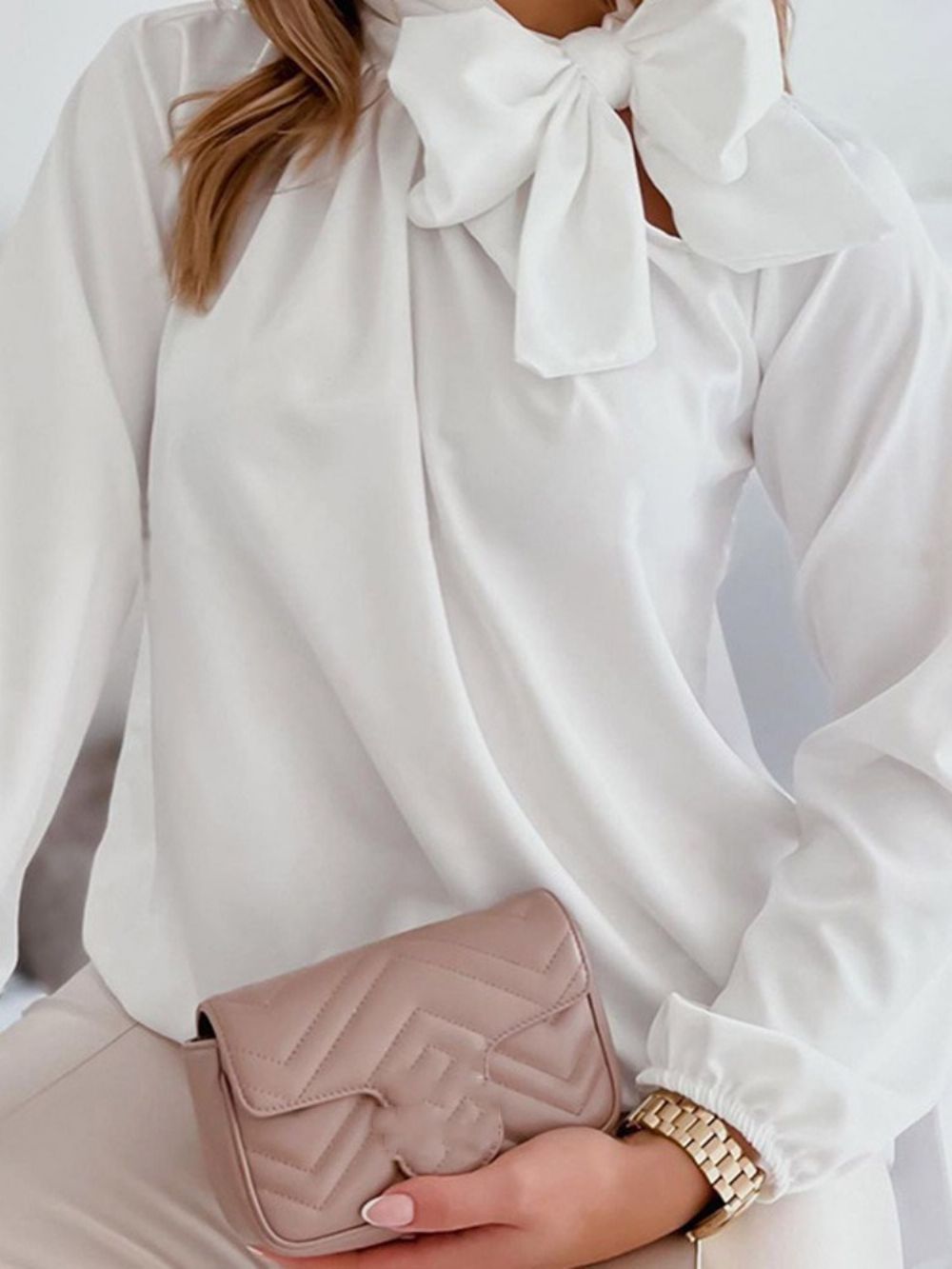 Coltrui Effen Strik Standaard Blouse Met Lange Mouwen