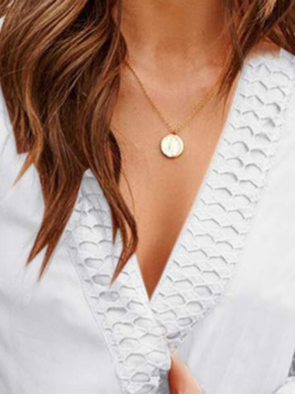 Holle V-Hals Effen Casual Blouse Met Lange Mouwen